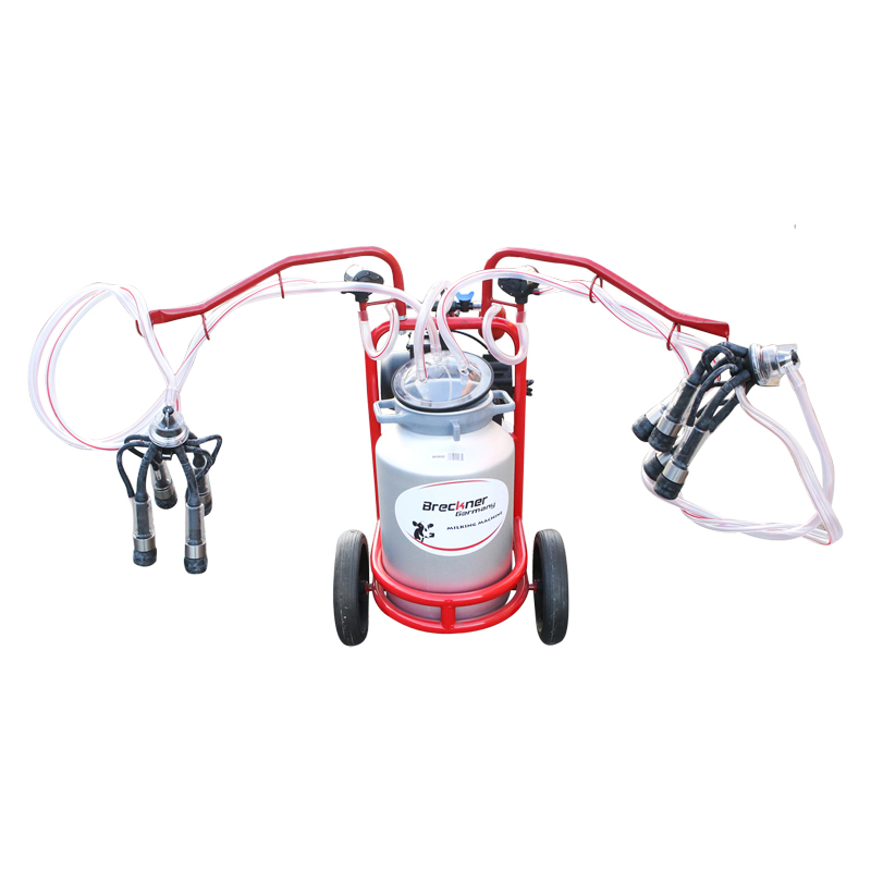 Aparat de muls vaci 2 posturi bidon 40L aluminiu cu butelie, vacuum rezervor Breckner Germany - imagine 3