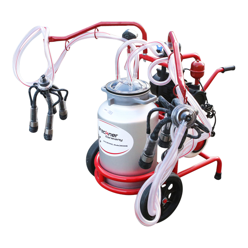 Aparat de muls vaci 2 posturi bidon 40L aluminiu cu butelie, vacuum rezervor Breckner Germany - imagine 2