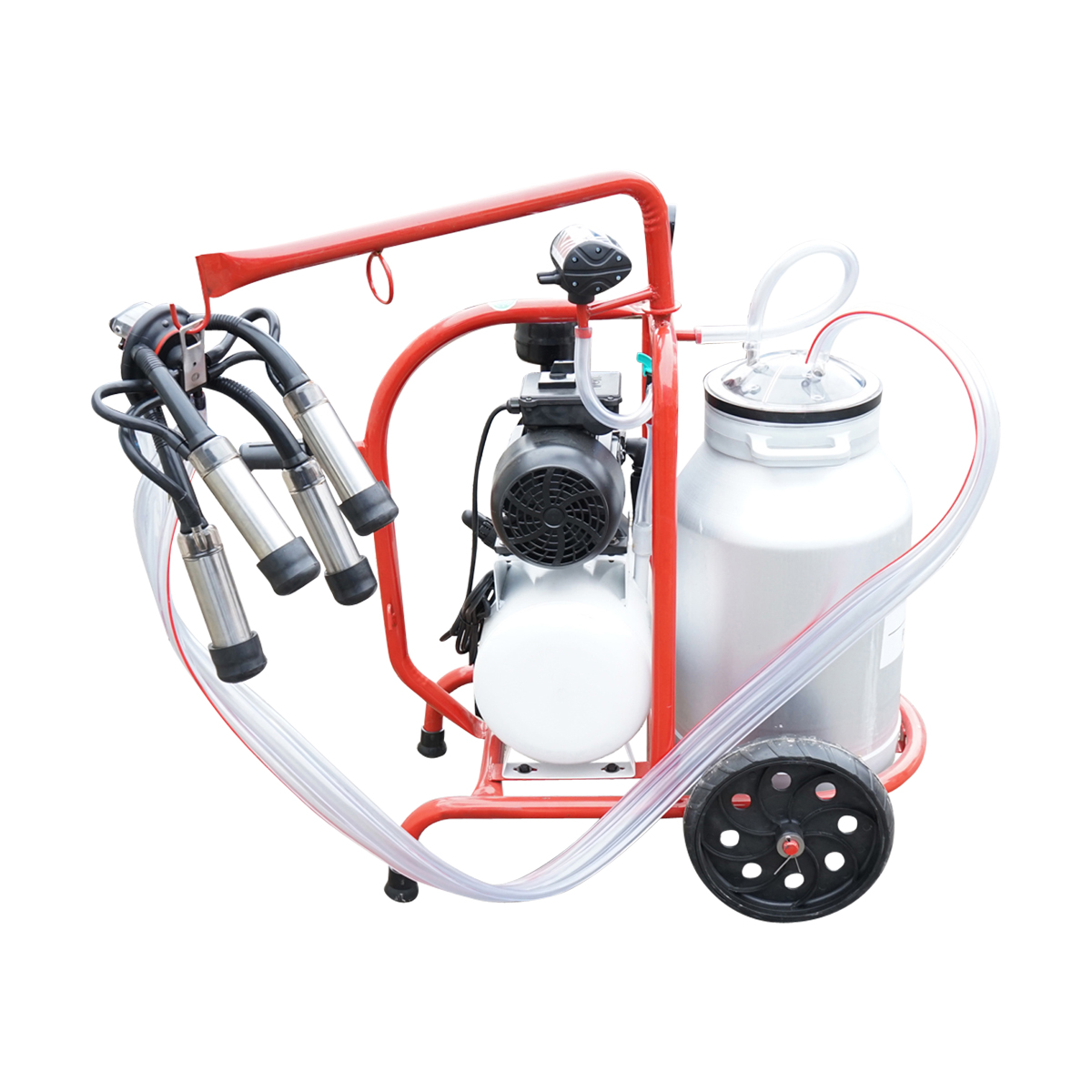 Aparat de muls vaci cu grup colector 160cc, sasiu vopsit electrostatic, bidon aluminiu 30L, 1 post Breckner Germany - imagine 4