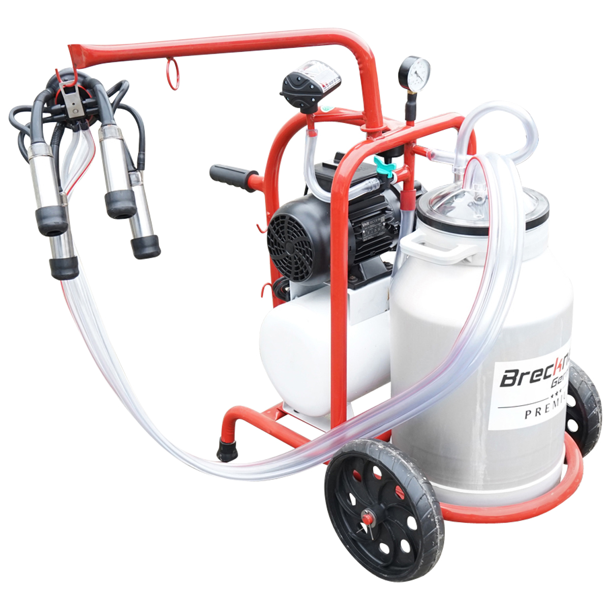 Aparat de muls vaci cu grup colector 160cc, sasiu vopsit electrostatic, bidon aluminiu 30L, 1 post Breckner Germany - imagine 8