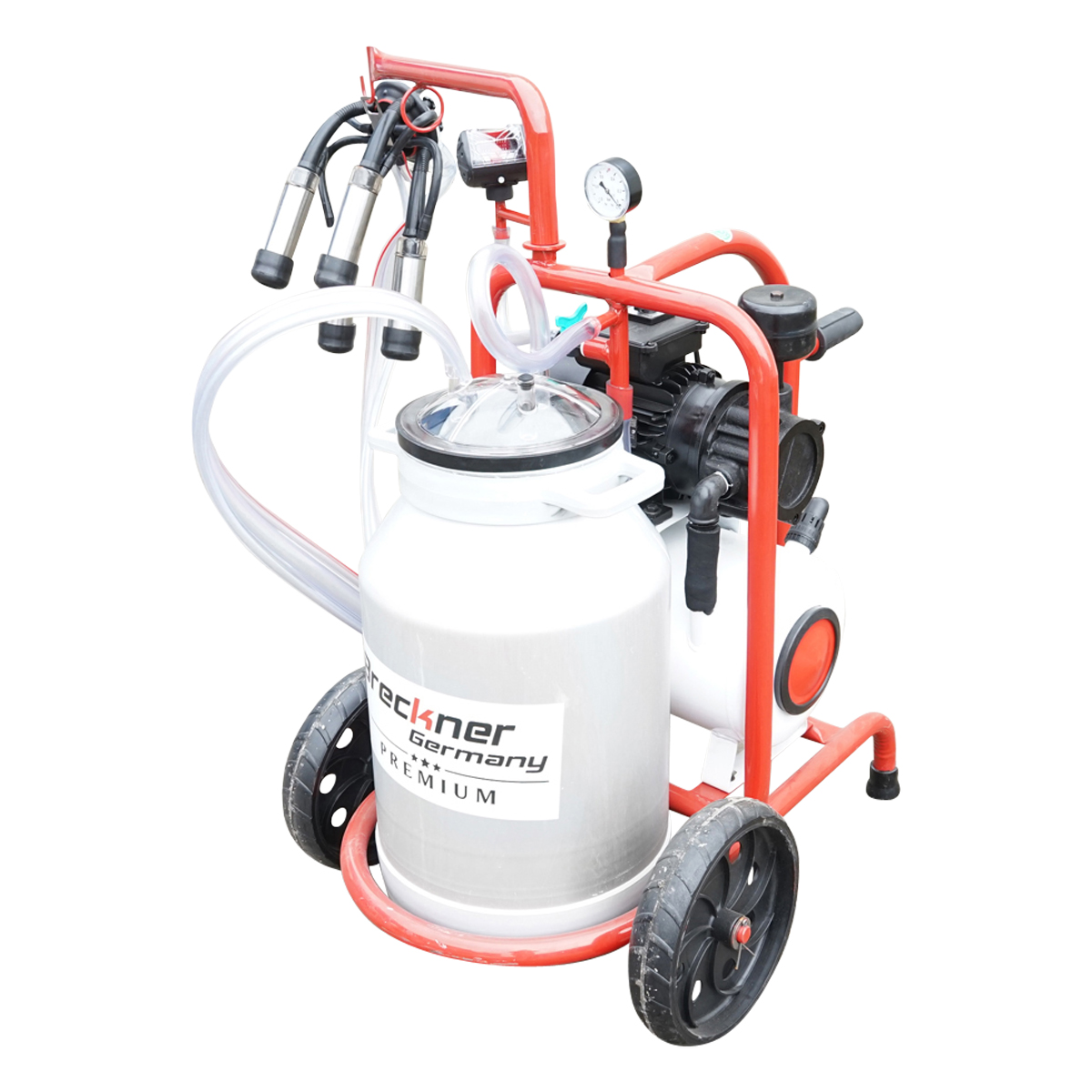 Aparat de muls vaci cu grup colector 160cc, sasiu vopsit electrostatic, bidon aluminiu 30L, 1 post Breckner Germany - imagine 7