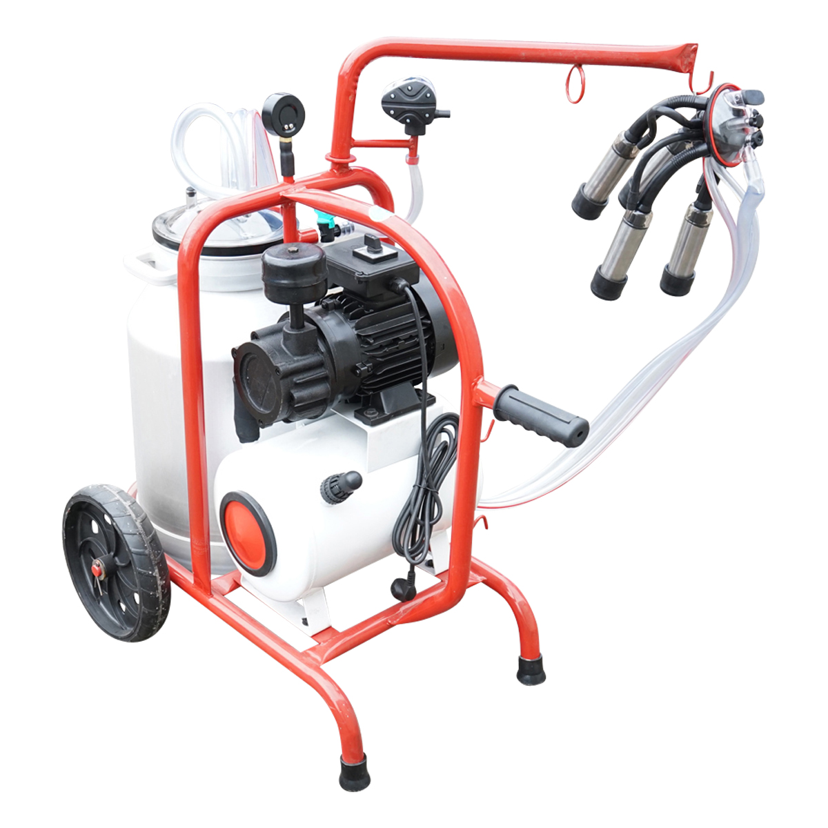 Aparat de muls vaci cu grup colector 160cc, sasiu vopsit electrostatic, bidon aluminiu 30L, 1 post Breckner Germany - imagine 6