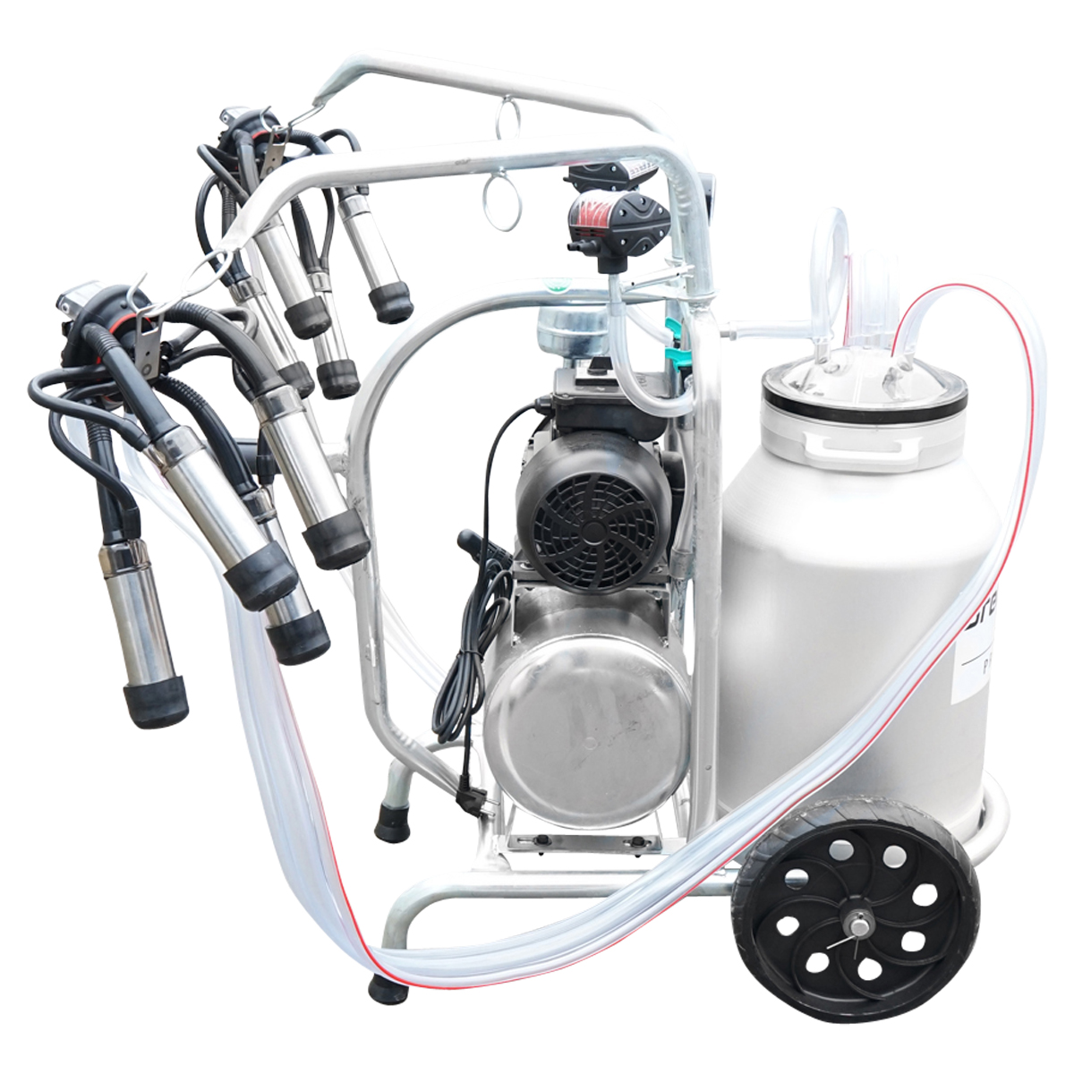 Aparat de muls vaci cu grup colector 160cc sasiu galvanizat bidon aluminiu 40L 2 posturi Breckner Germany - imagine 2