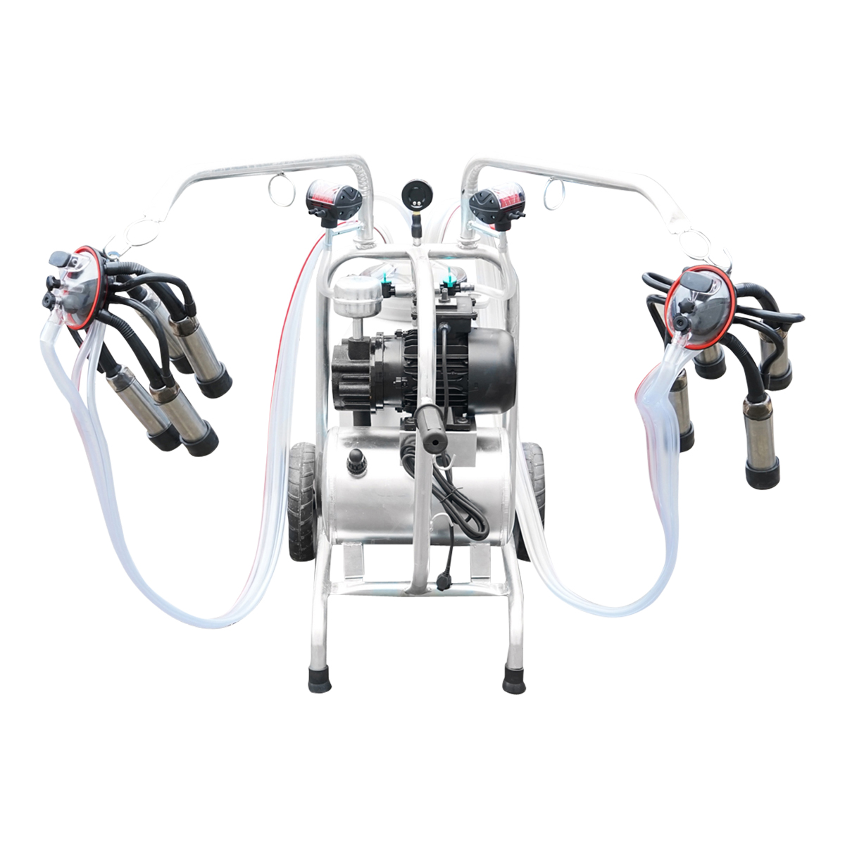 Aparat de muls vaci cu grup colector 160cc sasiu galvanizat bidon aluminiu 40L 2 posturi Breckner Germany - imagine 7