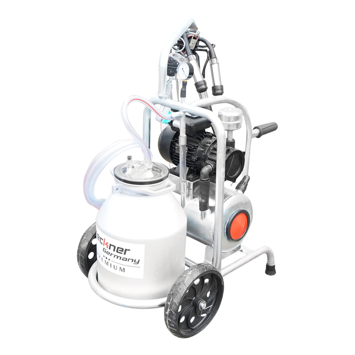 Aparat de muls vaci cu grup colector 160cc, sasiu galvanizat, bidon aluminiu 30L, 1 post Breckner Germany - imagine 6