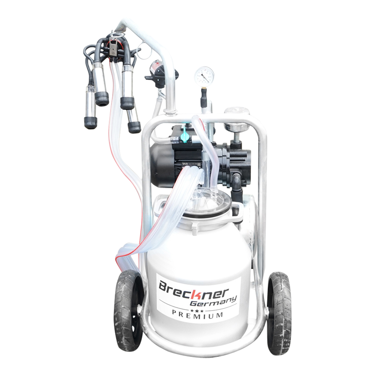 Aparat de muls vaci cu grup colector 160cc, sasiu galvanizat, bidon aluminiu 30L, 1 post Breckner Germany - imagine 7
