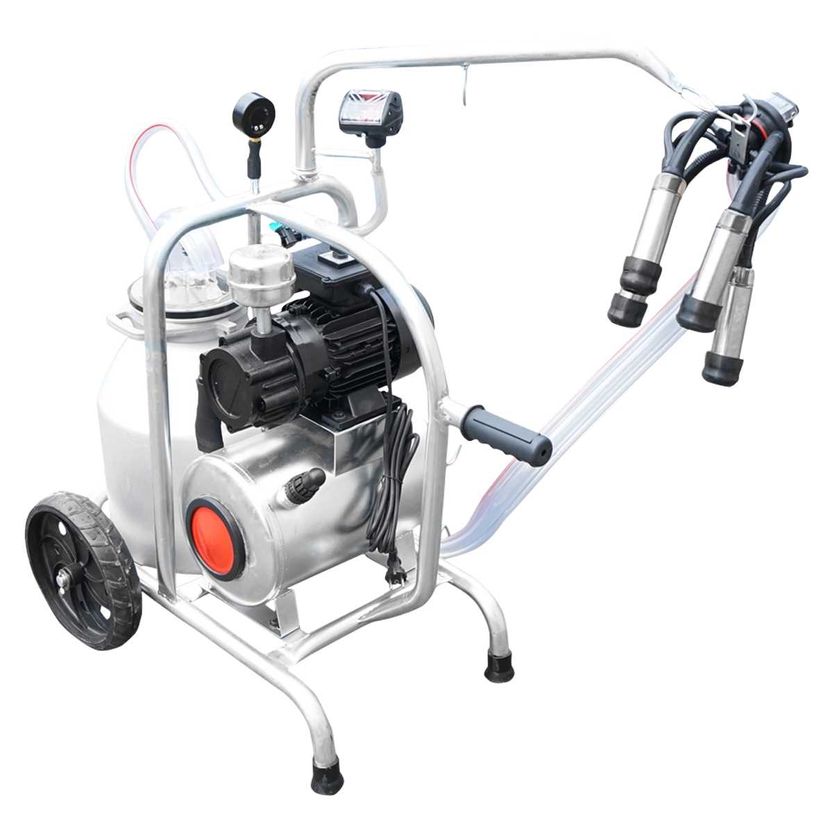 Aparat de muls vaci cu grup colector 160cc, sasiu galvanizat, bidon aluminiu 30L, 1 post Breckner Germany - imagine 5