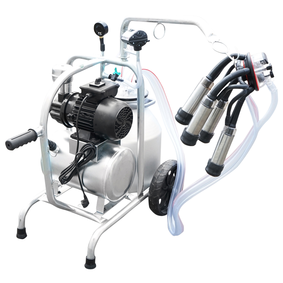 Aparat de muls vaci cu grup colector 160cc, sasiu galvanizat, bidon aluminiu 30L, 1 post Breckner Germany - imagine 3