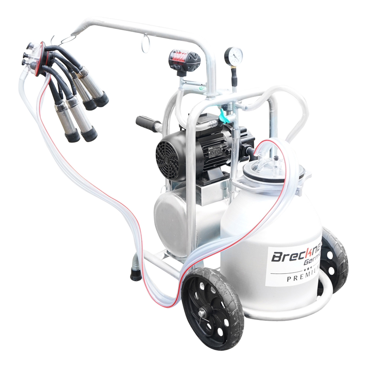 Aparat de muls vaci cu grup colector 160cc, sasiu galvanizat, bidon aluminiu 30L, 1 post Breckner Germany - imagine 8