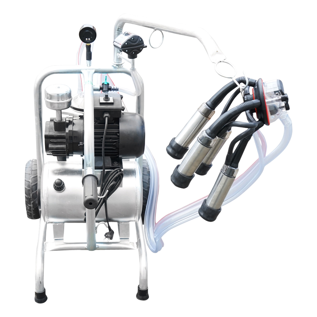 Aparat de muls vaci cu grup colector 160cc, sasiu galvanizat, bidon aluminiu 30L, 1 post Breckner Germany - imagine 4