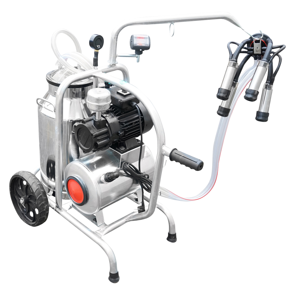 Aparat de muls vaci cu grup colector 160cc, sasiu galvanizat, bidon inox 30L, 1 post Breckner Germany - imagine 6