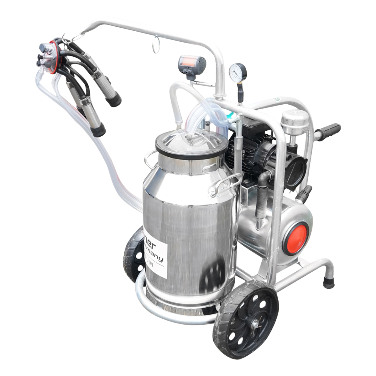 Aparat de muls vaci cu grup colector 160cc, sasiu galvanizat, bidon inox 30L, 1 post Breckner Germany - imagine 5