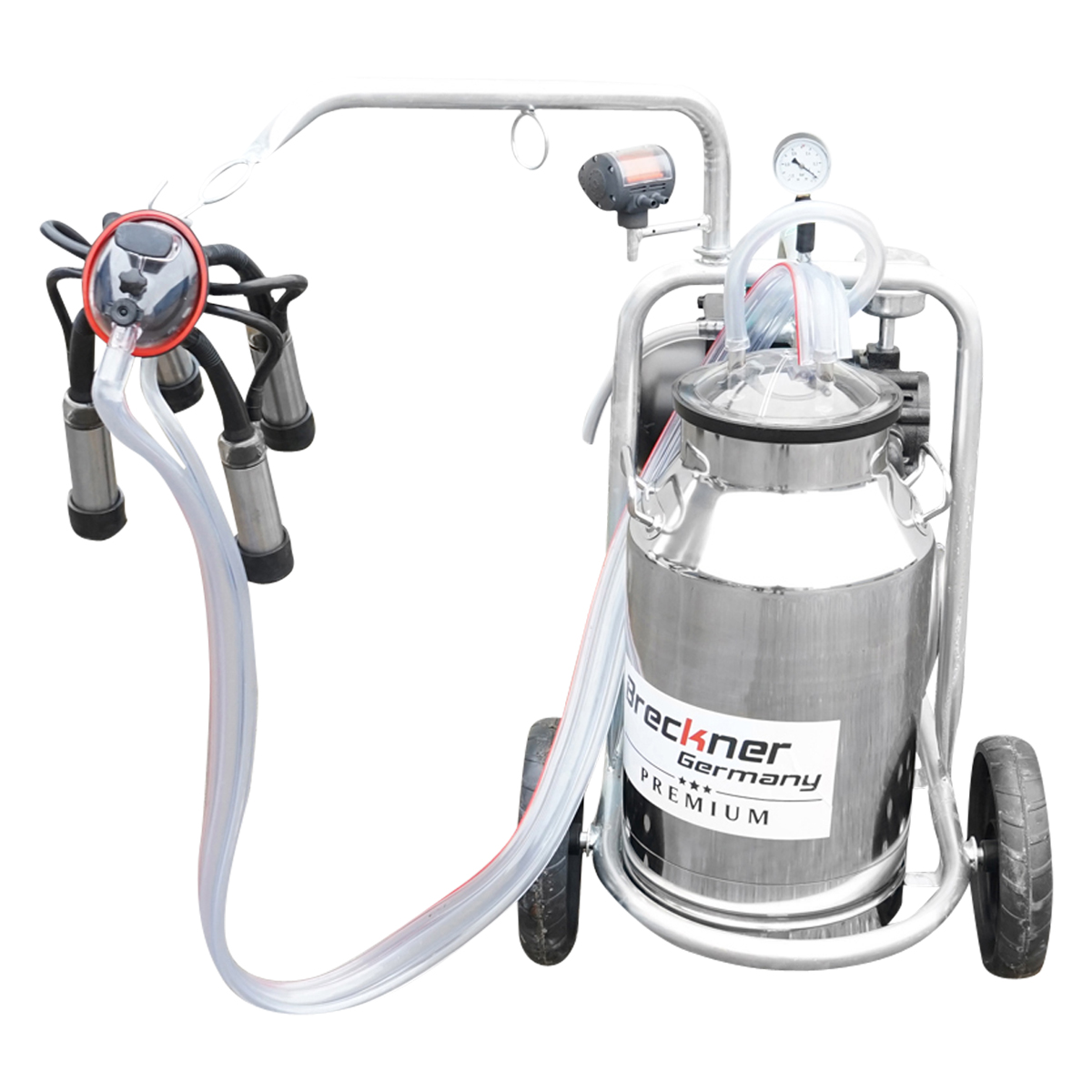 Aparat de muls vaci cu grup colector 160cc, sasiu galvanizat, bidon inox 30L, 1 post Breckner Germany - imagine 3