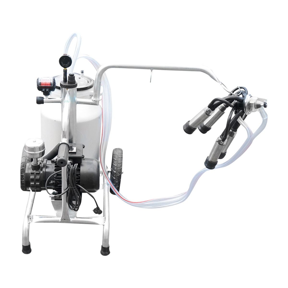 Aparat de muls vaci cu grup colector 160cc, sasiu galvanizat, bidon aluminiu 30L, 1 post, pahar inox Breckner Germany - imagine 4