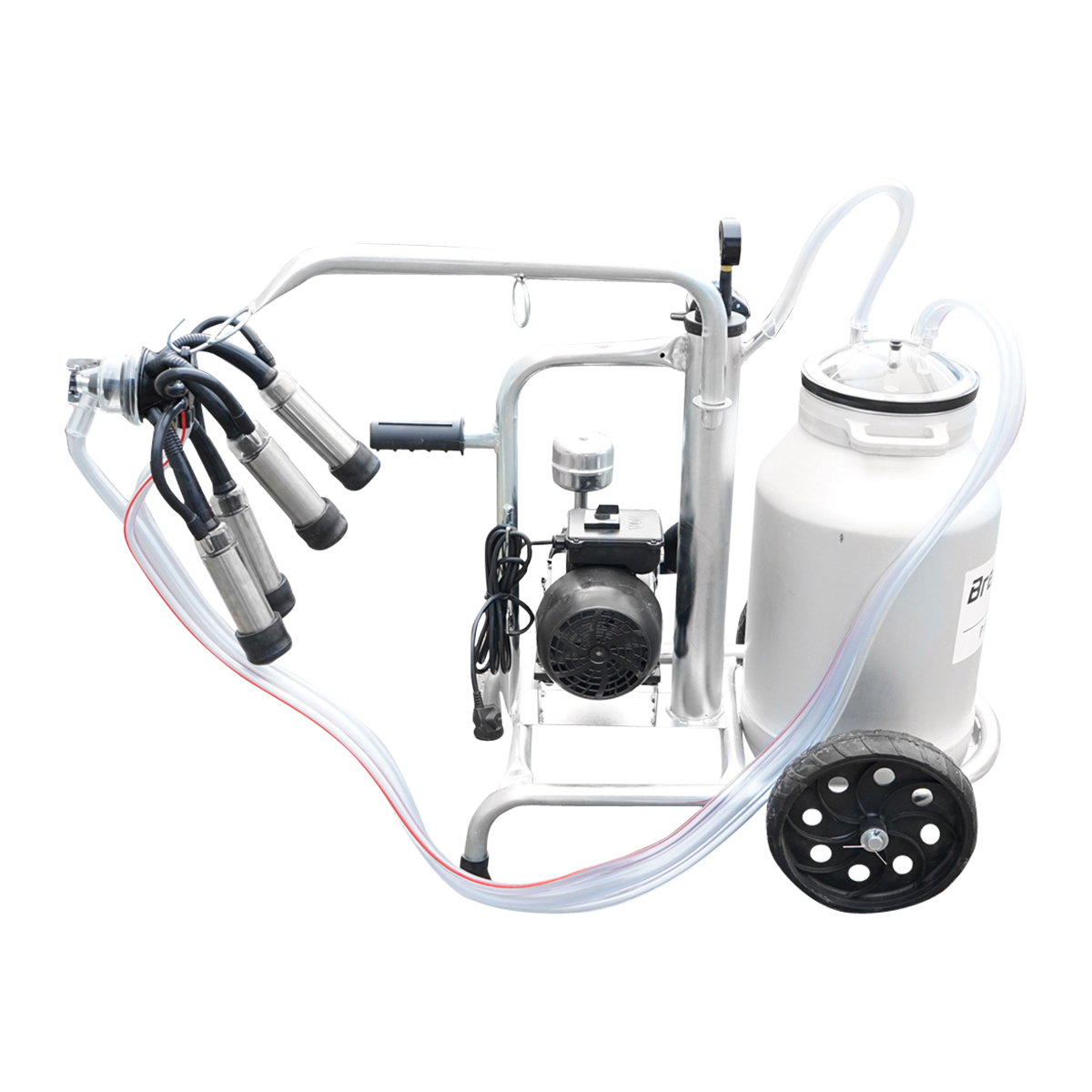 Aparat de muls vaci cu grup colector 160cc, sasiu galvanizat, bidon aluminiu 30L, 1 post, pahar inox Breckner Germany - imagine 2