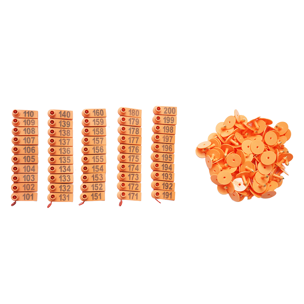 Set 100 crotalii numerotate 101 -200 portocalii pentru capre, oi Breckner Germany - imagine 3