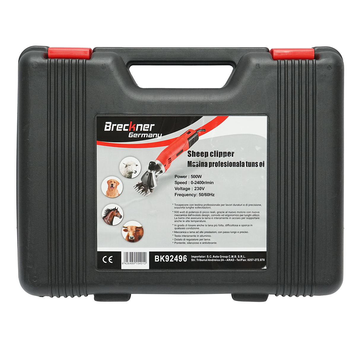 Masina profesionala de tuns oi, caini, cai , vaci 220V/50-60Hz, 500W 2400rot/min, lama din otel tratat si cap aluminiu - imagine 6