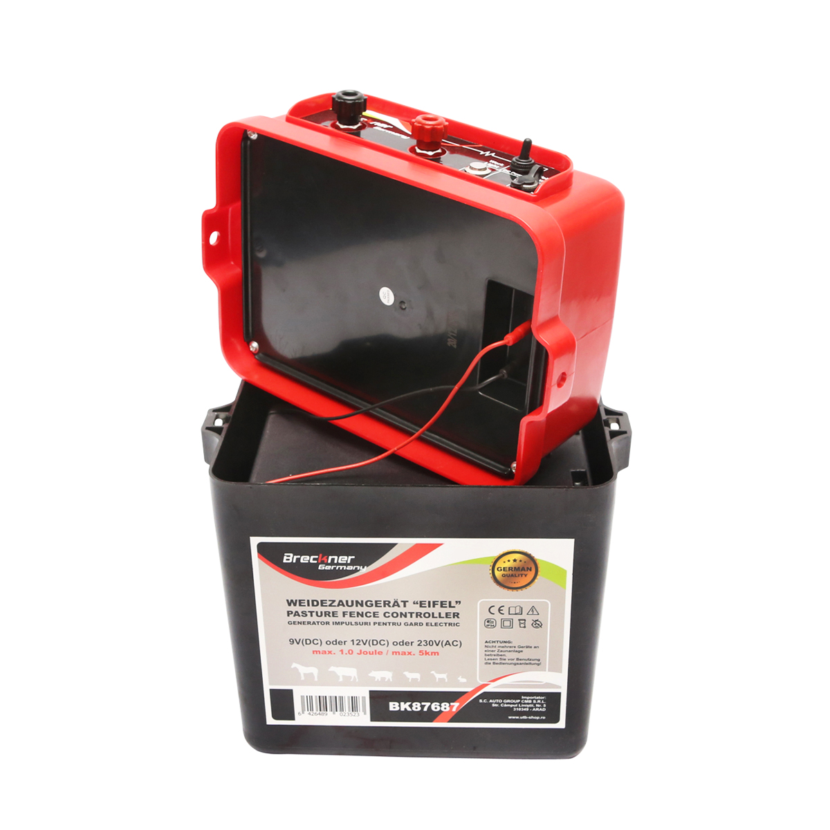 Aparat generator impulsuri 9-12/220V 1 Joule 5 km cu baterie uscata 9V/90Ah Breckner Germany - imagine 4