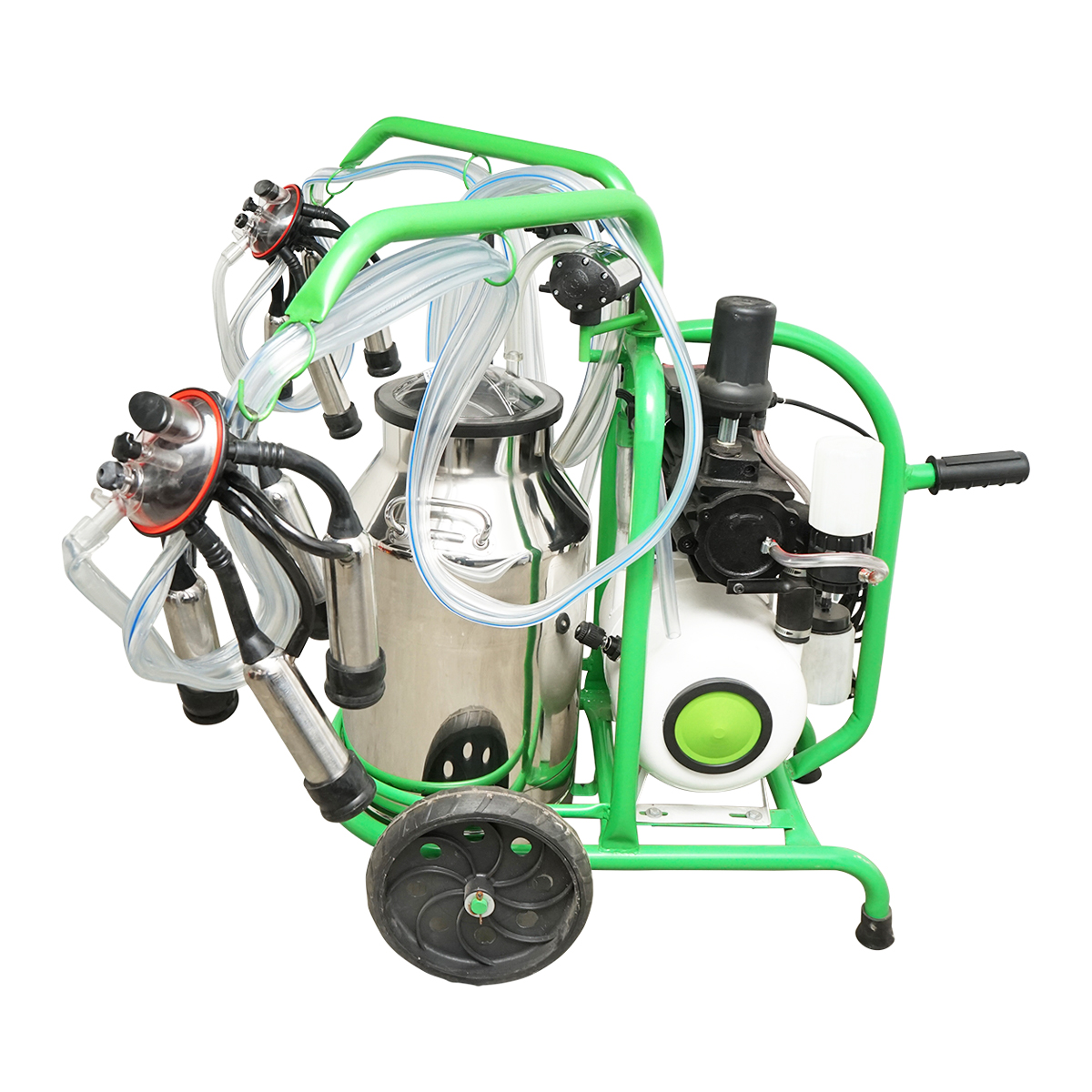Aparat de muls vaci 2 posturi bidon 40L inox cu butelie, vacuum rezervor Breckner Germany - imagine 3