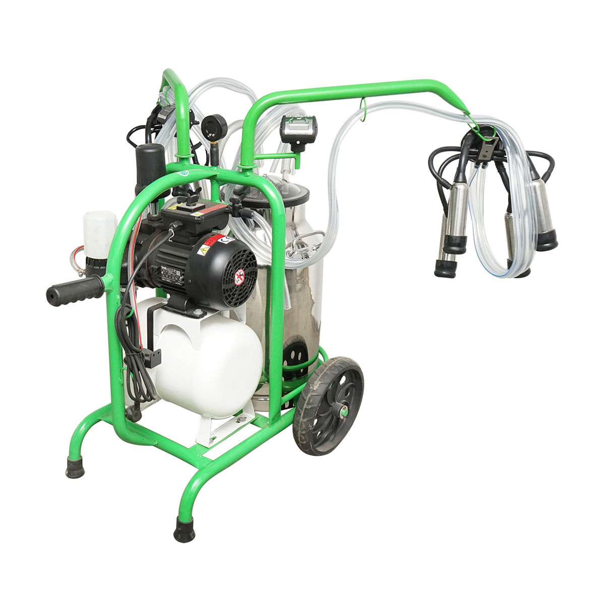 Aparat de muls vaci 2 posturi bidon 40L inox cu butelie, vacuum rezervor Breckner Germany - imagine 2