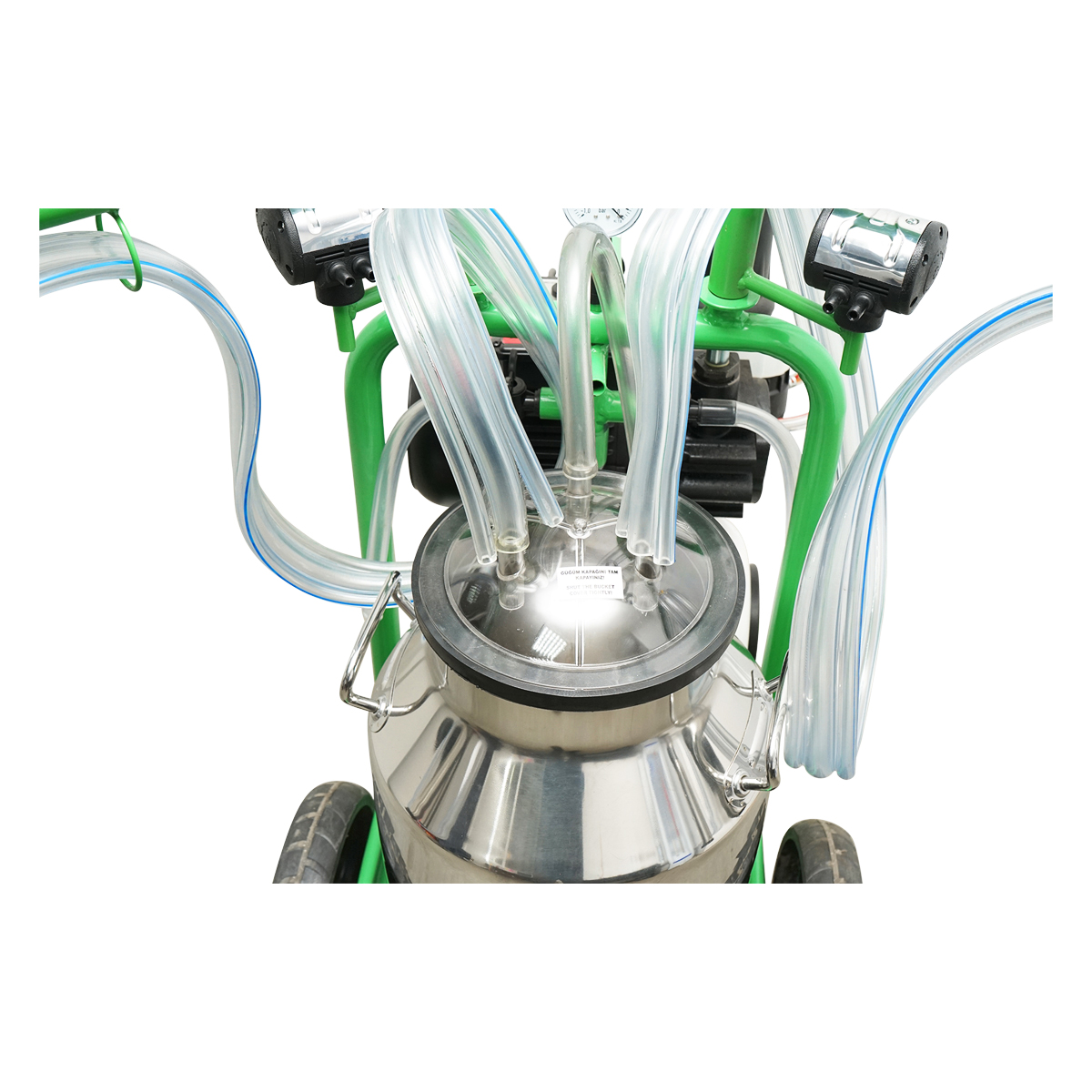 Aparat de muls vaci 2 posturi bidon 40L inox cu butelie, vacuum rezervor Breckner Germany - imagine 5