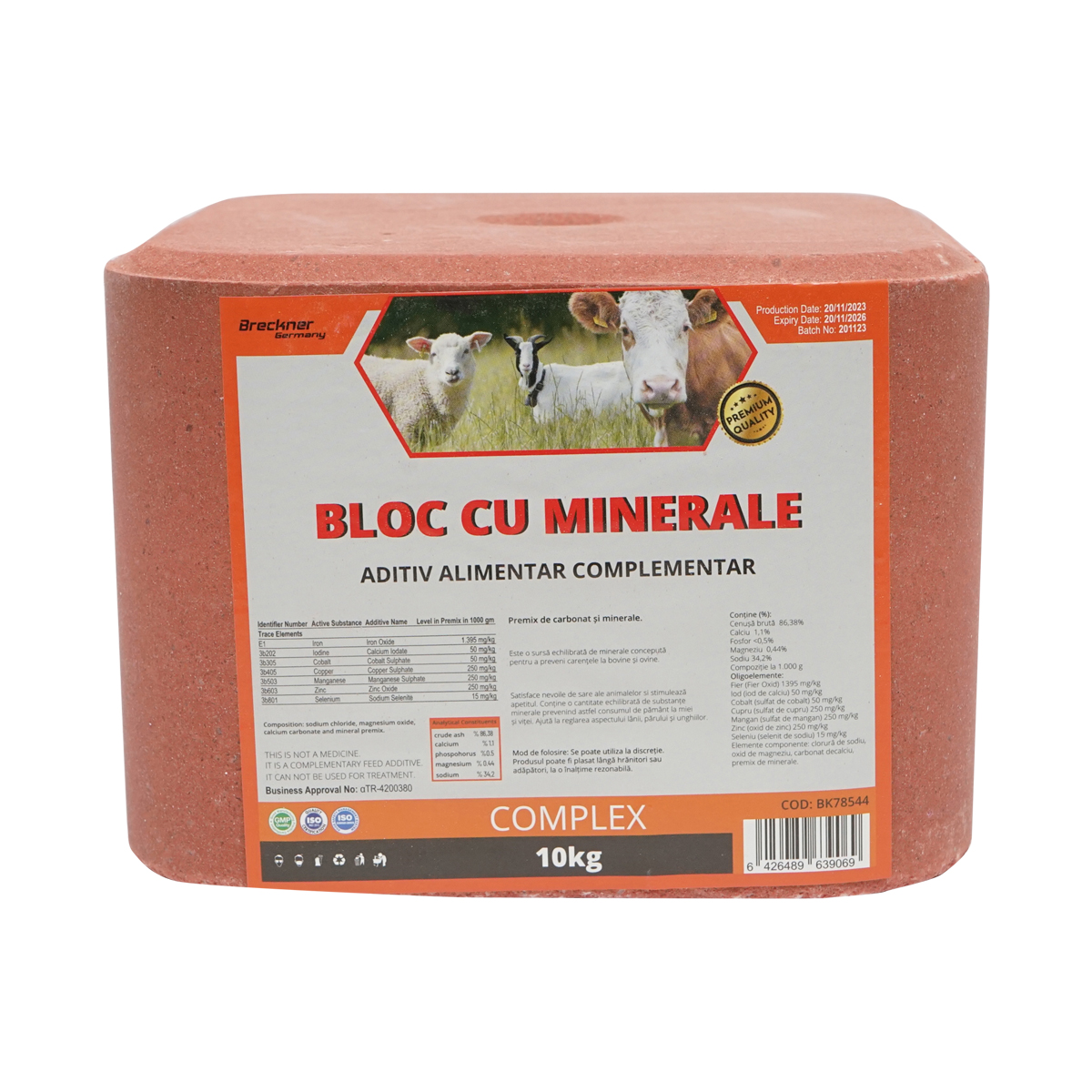 Bloc sare 10kg cu complex minerale pentru animale Breckner Germany