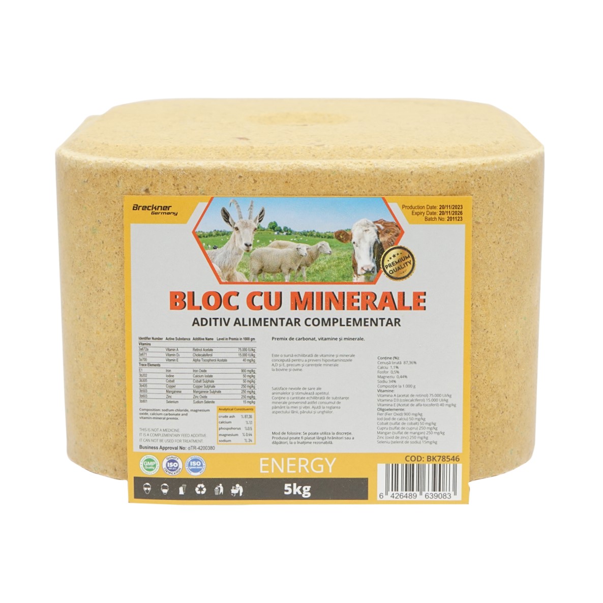 Bloc sare 5kg cu vitamine si minerale pentru animale Breckner Germany	
