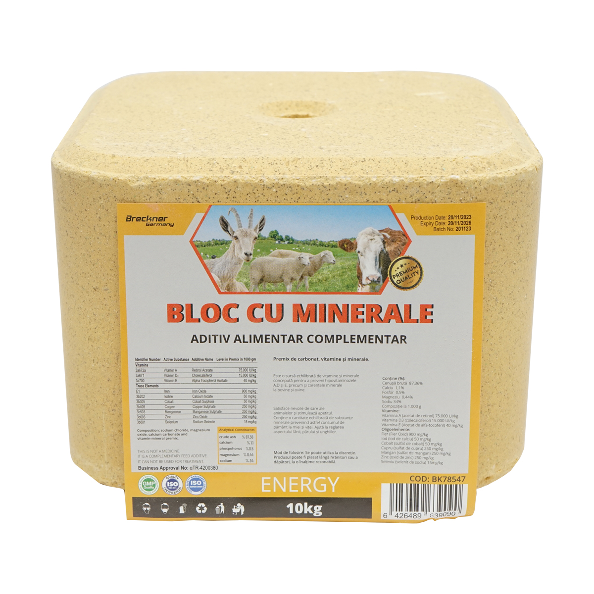 Bloc sare 10kg cu vitamine si minerale pentru animale Breckner Germany