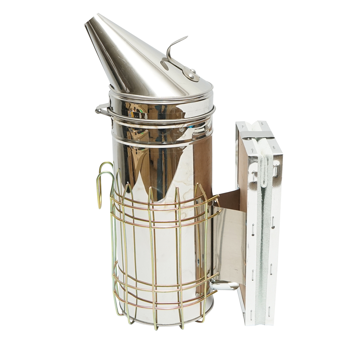 Afumator albine din inox cu cilindru scut termic si burduf din piele 230mm