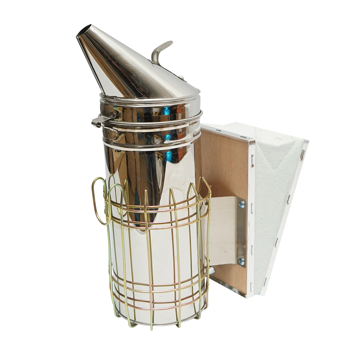 Afumator albine din inox cu cilindru scut termic si burduf din piele 230mm - imagine 2