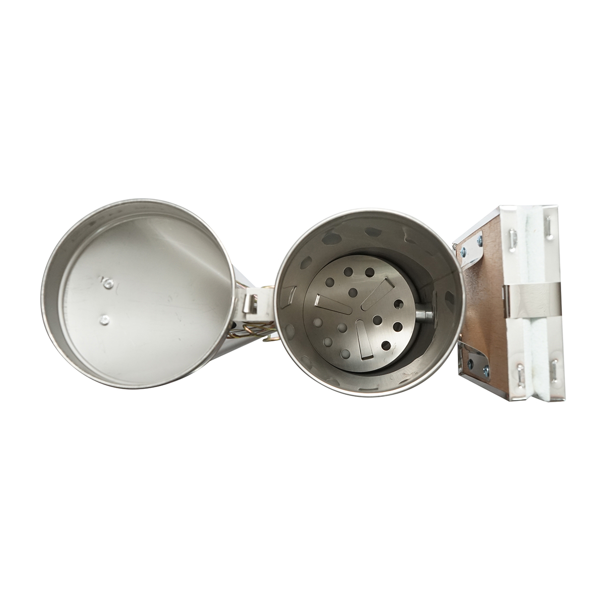 Afumator albine din inox cu cilindru scut termic si burduf din piele 230mm - imagine 4