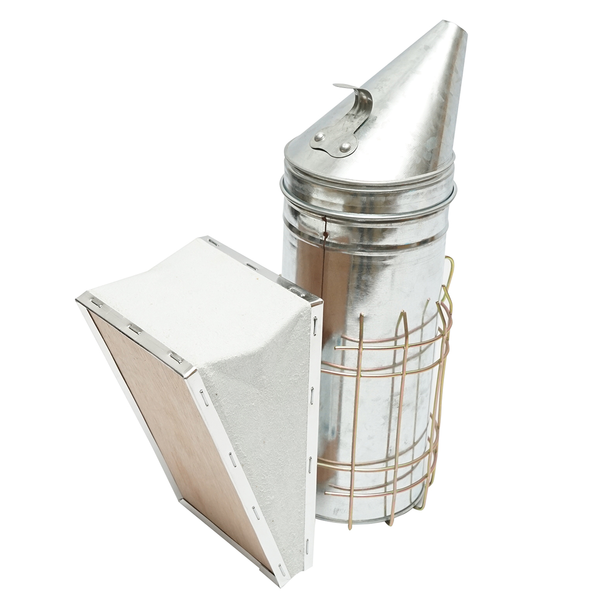 Afumator albine din otel galvanizat cu cilindru scut termic si burduf din piele 230mm - imagine 3