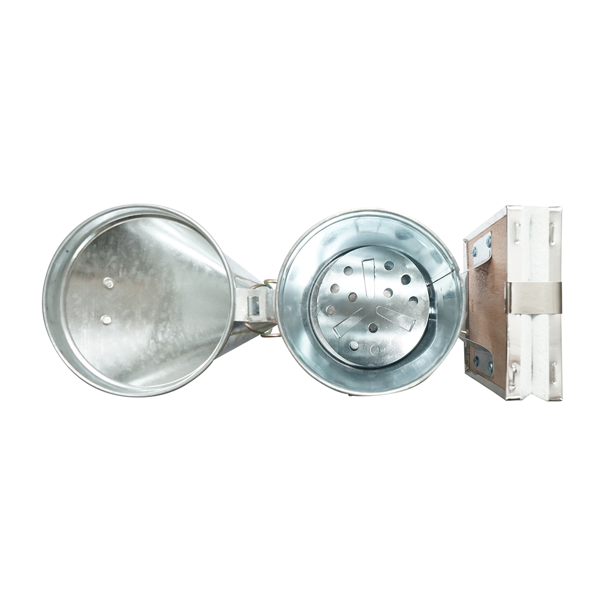 Afumator albine din otel galvanizat cu cilindru scut termic si burduf din piele 230mm - imagine 4