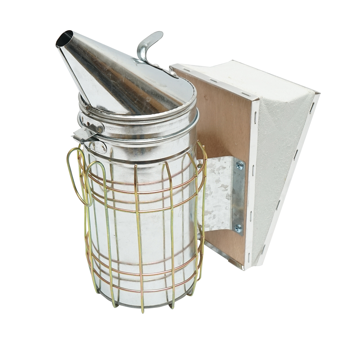 Afumator albine din otel galvanizat cu cilindru scut termic si burduf din piele 190mm - imagine 2