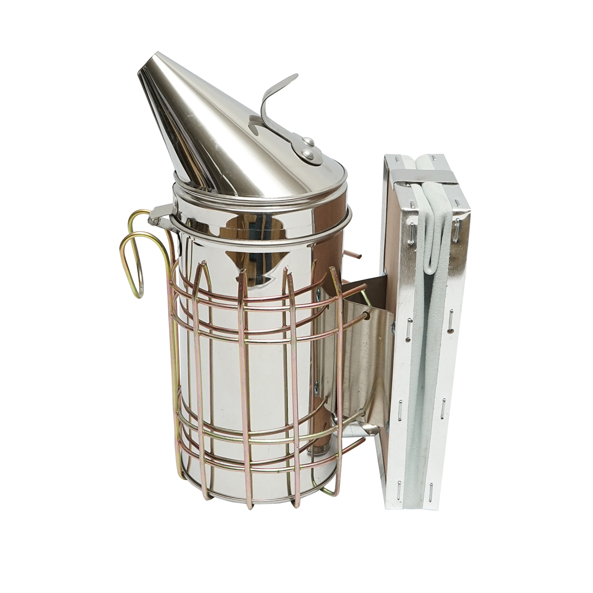 Afumator albine din inox cu cilindru scut termic si burduf din piele 160mm