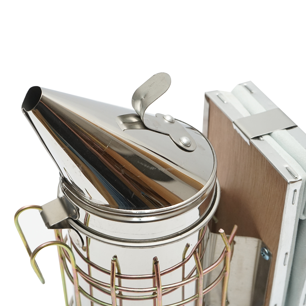 Afumator albine din inox cu cilindru scut termic si burduf din piele 160mm - imagine 5