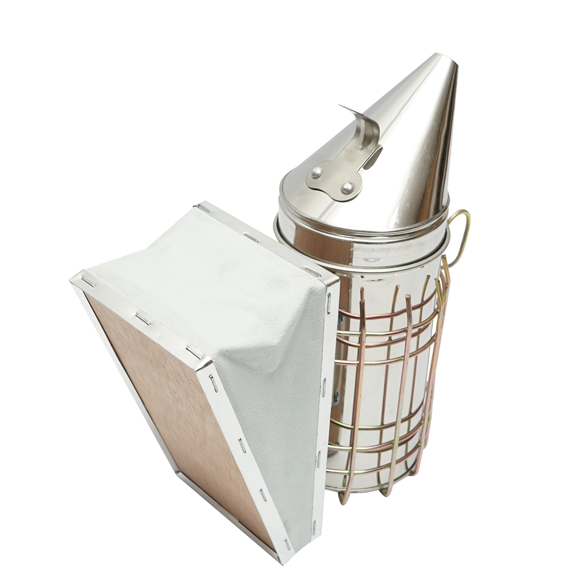 Afumator albine din inox cu cilindru scut termic si burduf din piele 160mm - imagine 3