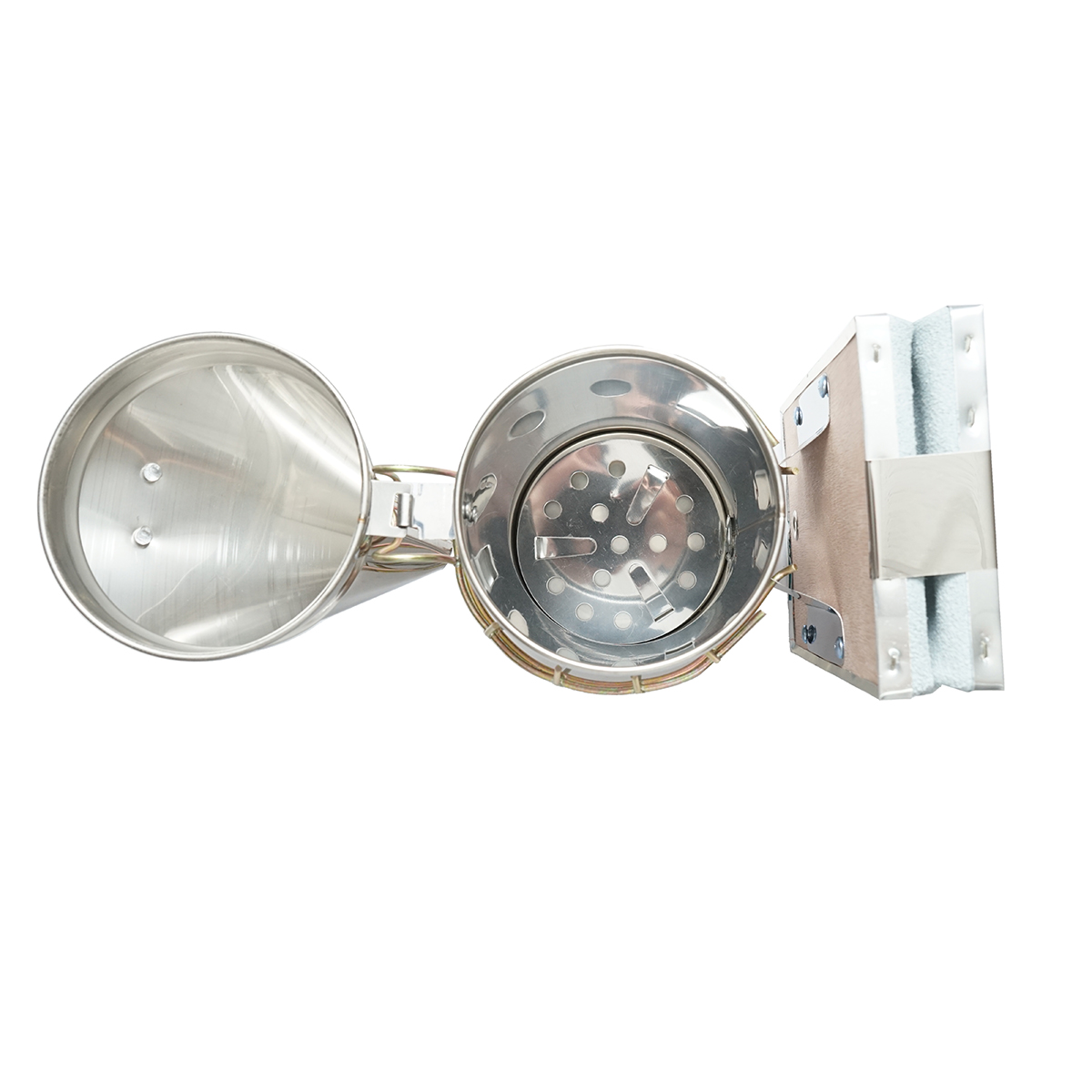 Afumator albine din inox cu cilindru scut termic si burduf din piele 190mm - imagine 4