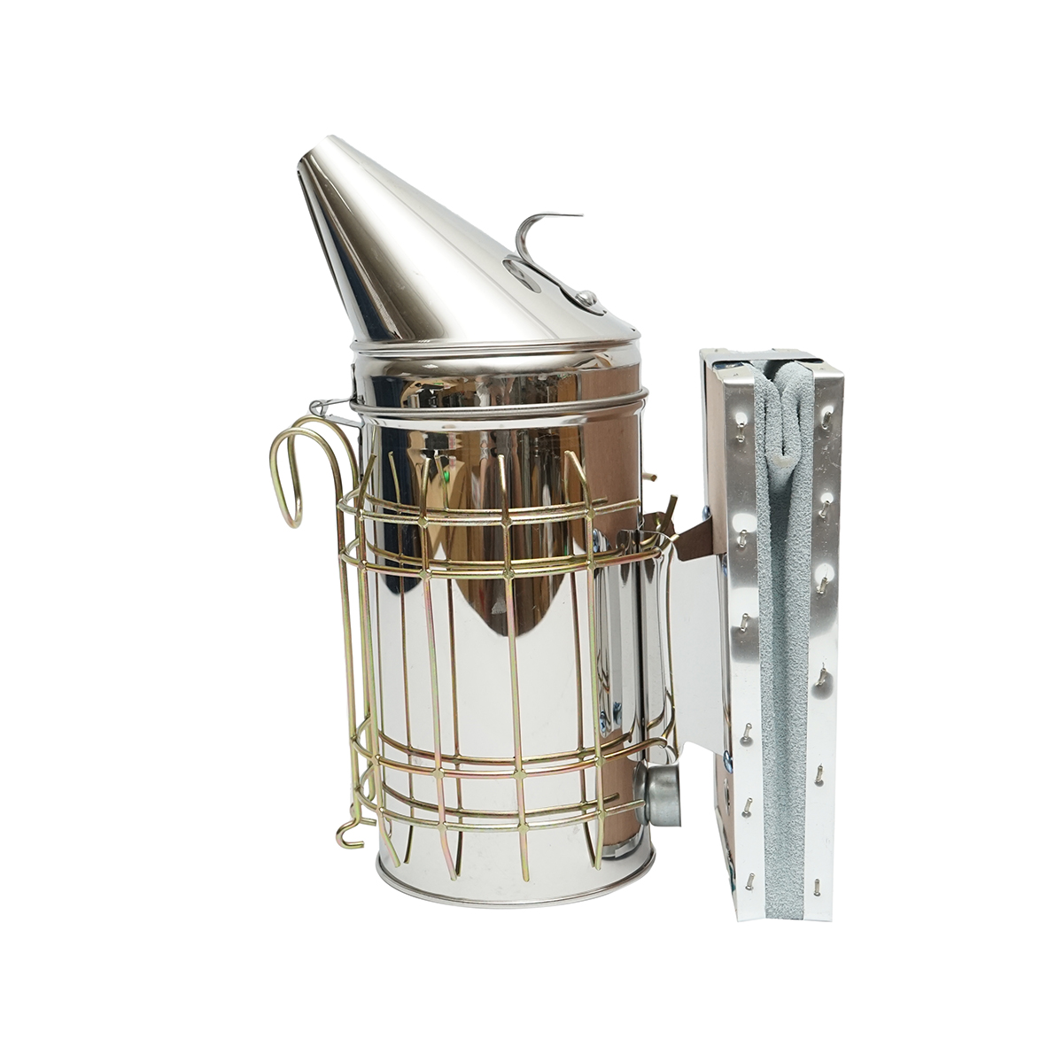 Afumator albine din inox cu cilindru scut termic si burduf din piele 190mm