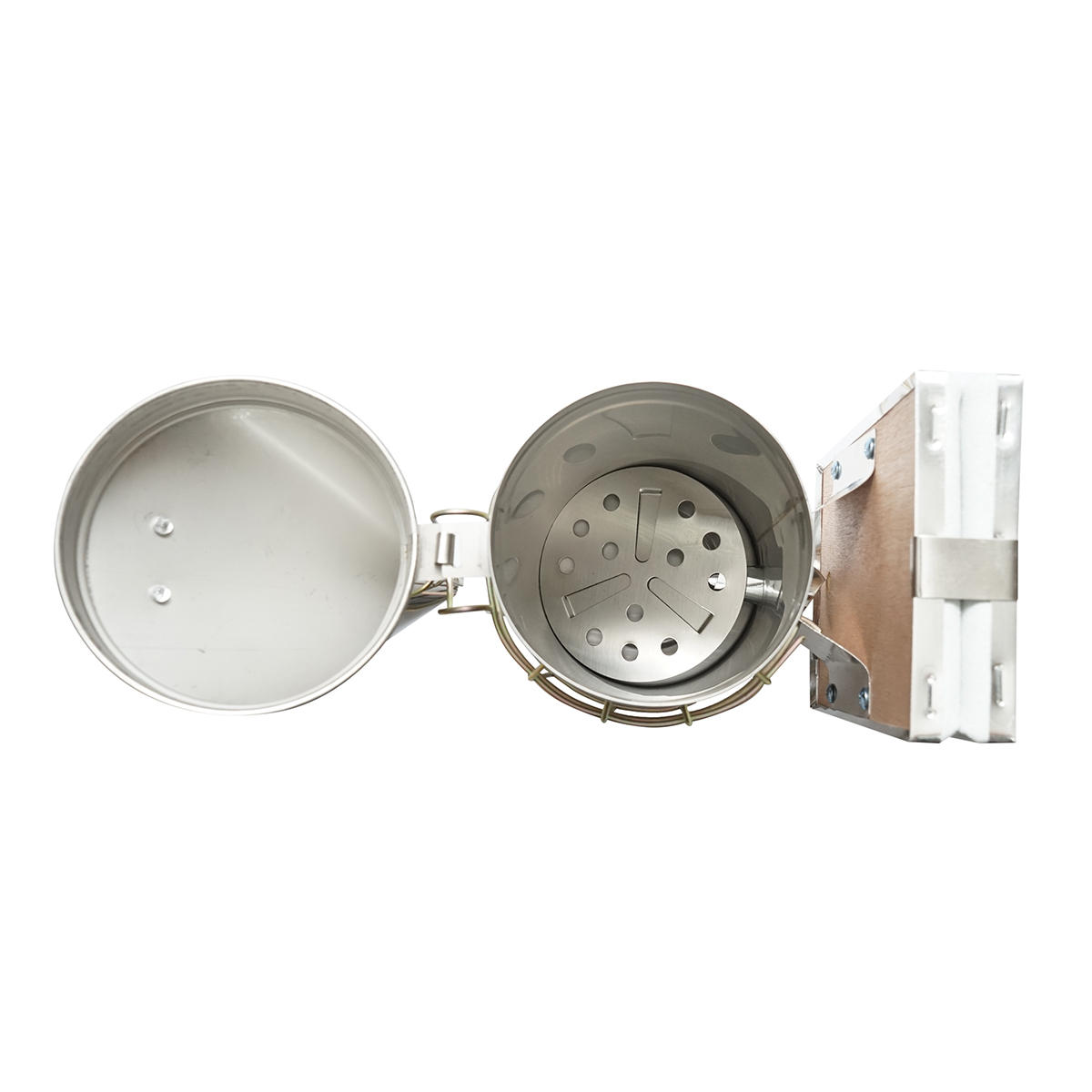 Afumator albine din inox cu cilindru scut termic si burduf din piele 190mm - imagine 5