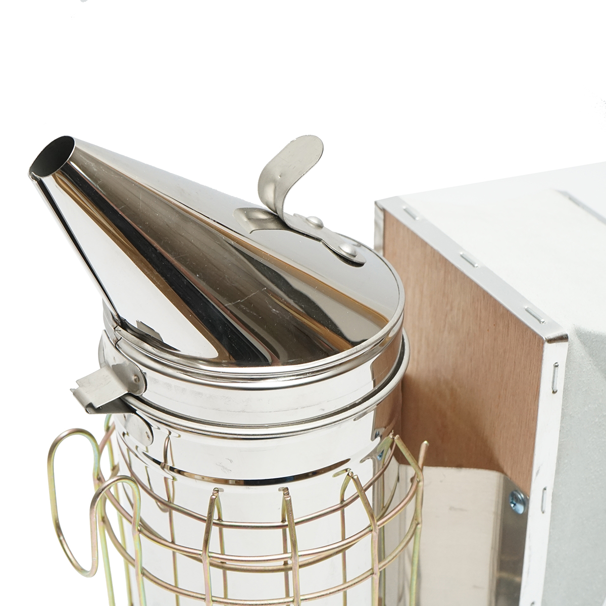 Afumator albine din inox cu cilindru scut termic si burduf din piele 190mm - imagine 4