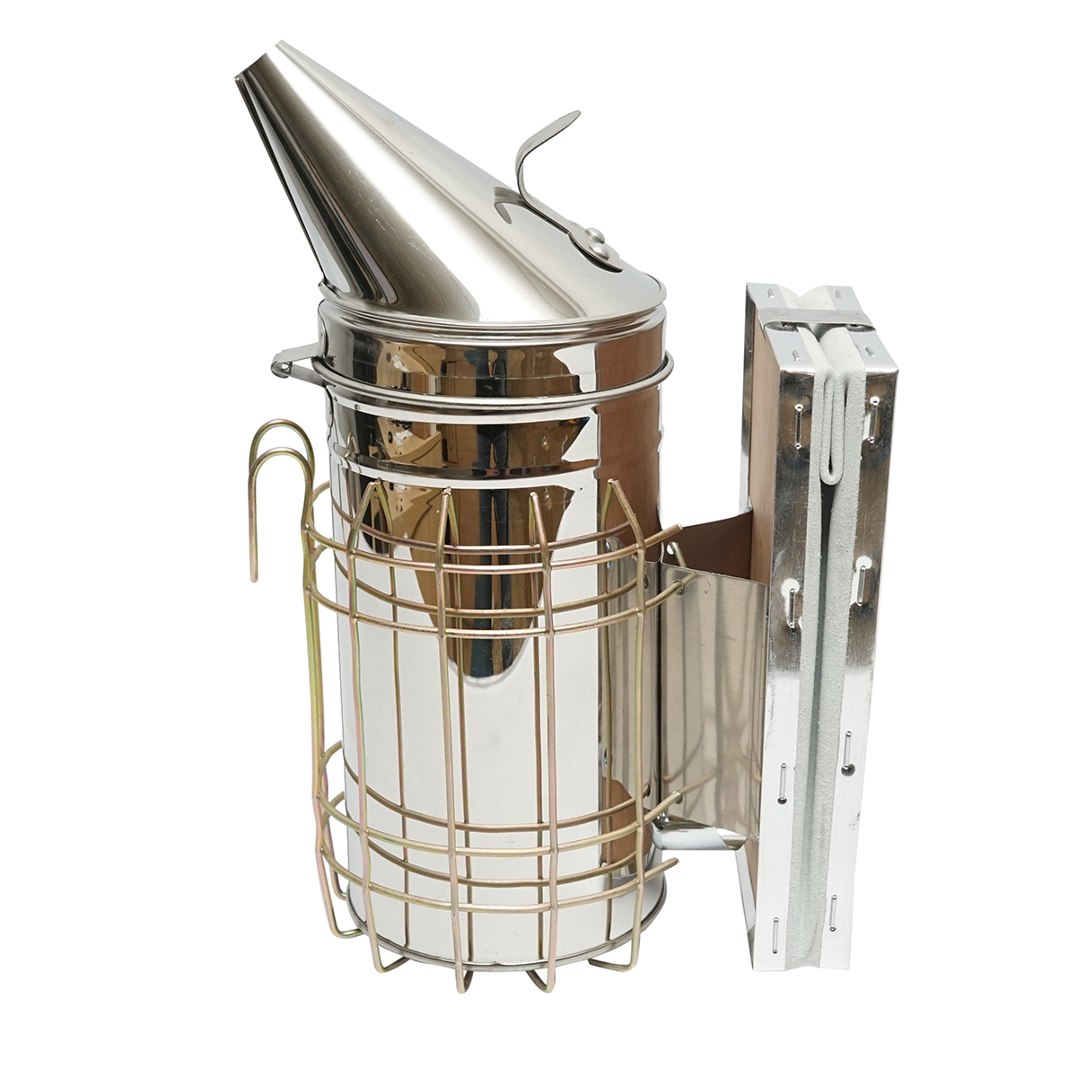 Afumator albine din inox cu cilindru scut termic si burduf din piele 190mm