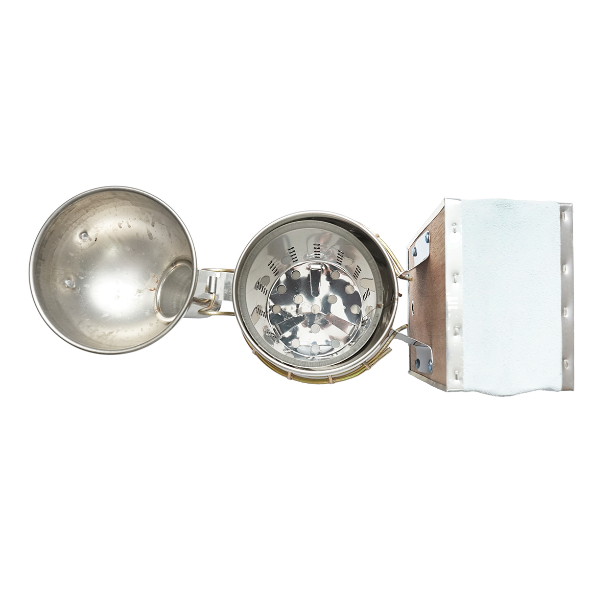 Afumator albine din otel inox cu cilindru scut termic si burduf din piele 160mm - imagine 3