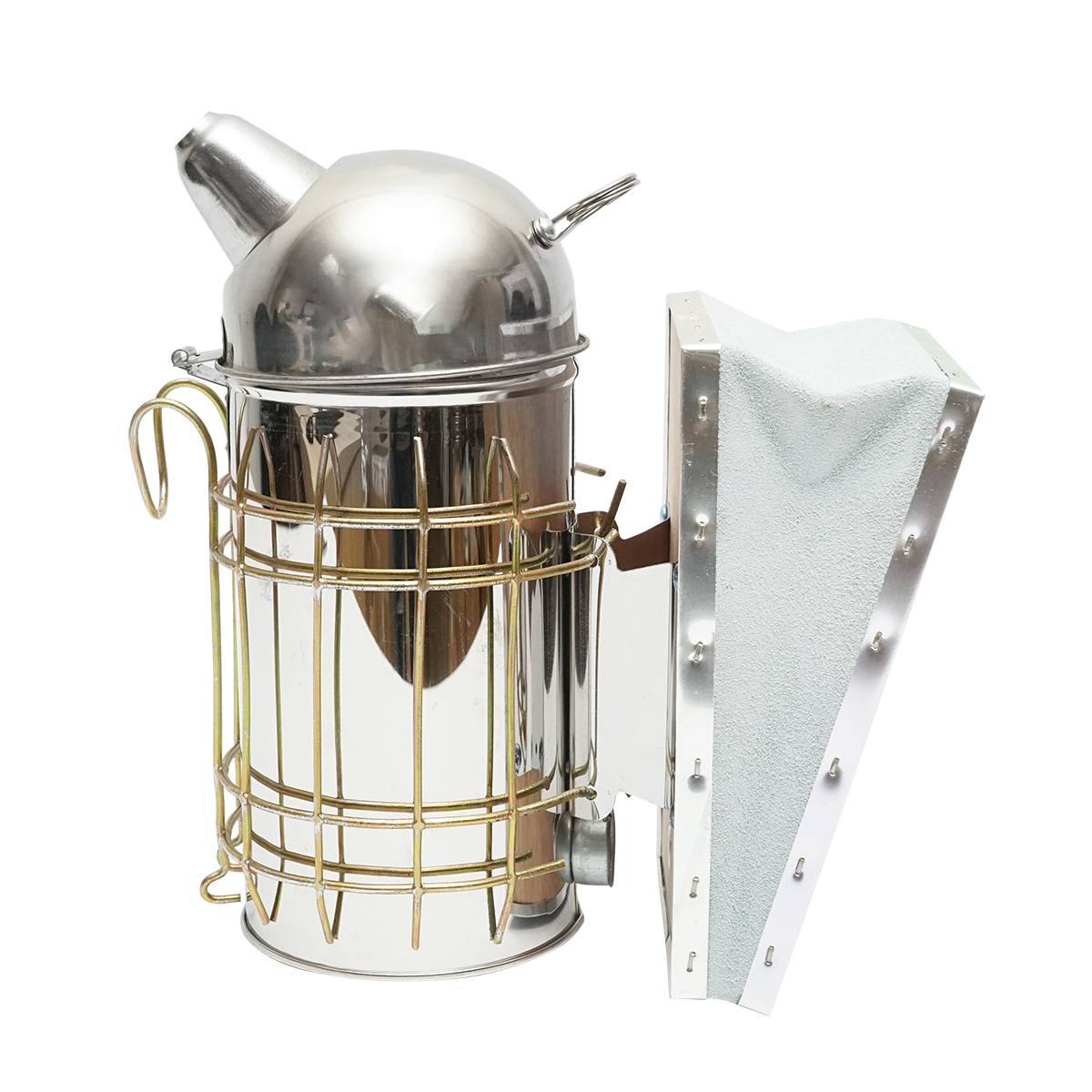 Afumator albine din otel inox cu cilindru scut termic si burduf din piele 160mm - imagine 2