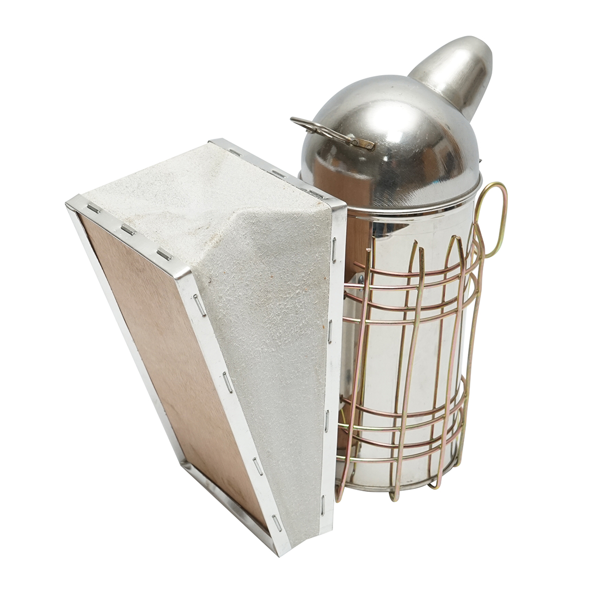Afumator albine din otel inox cu cilindru scut termic si burduf din piele 210mm - imagine 3