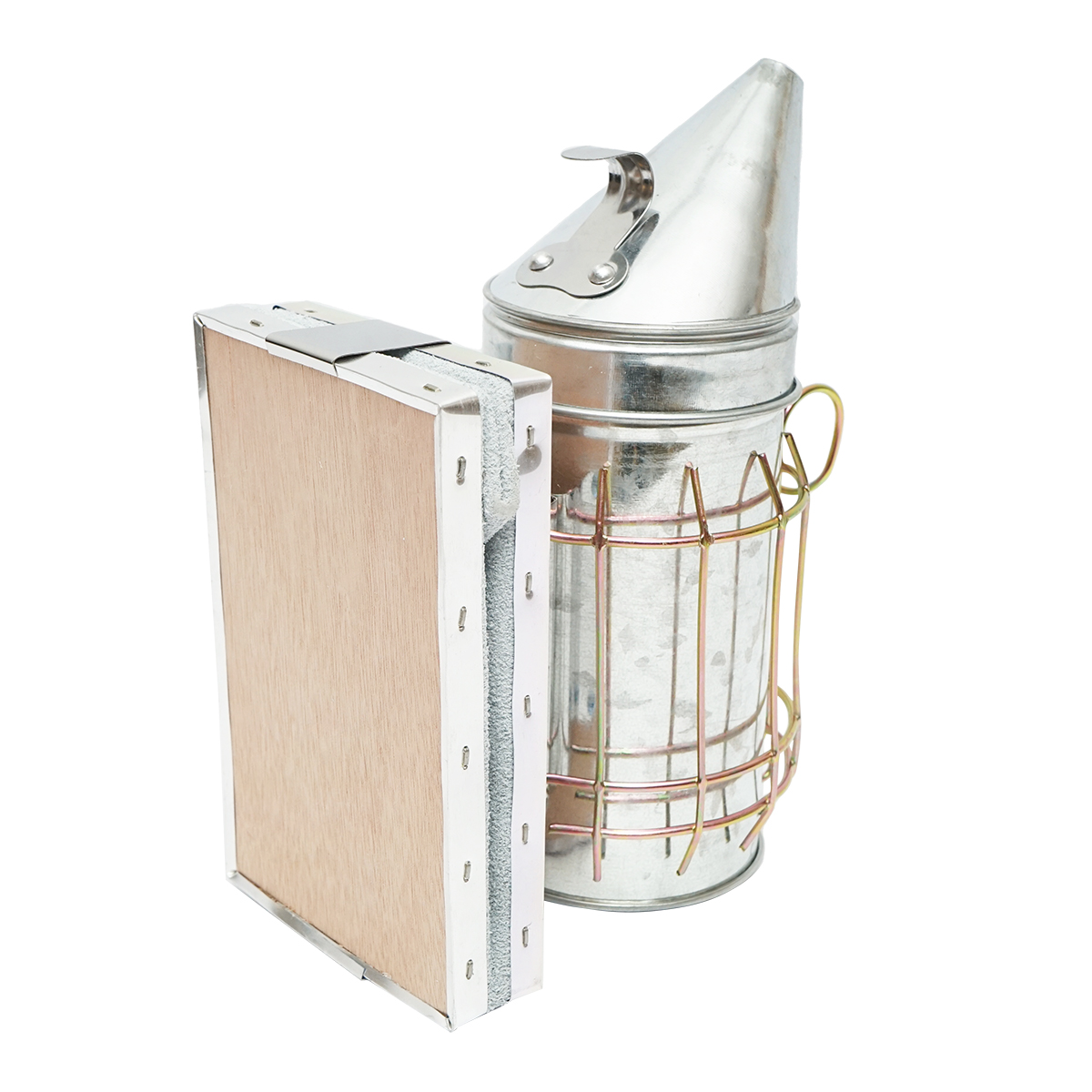 Afumator albine din otel inox cu cilindru scut termic si burduf din piele 160mm - imagine 3