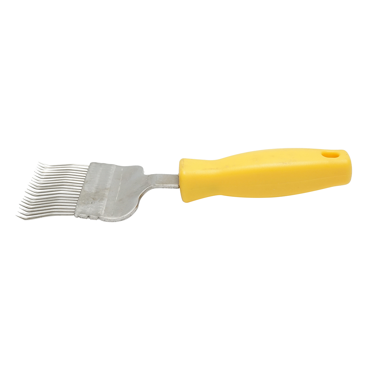 Furculita apicola pentru descapacit cu dinti indoiti din inox cu maner plastic 210mm - imagine 2