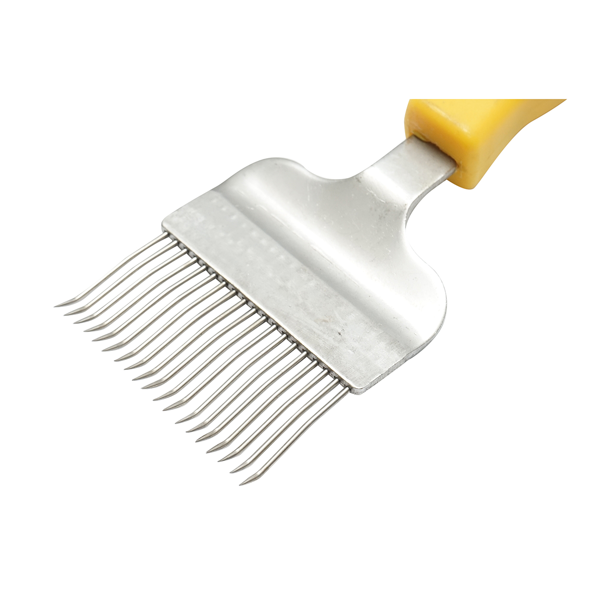 Furculita apicola pentru descapacit cu dinti indoiti din inox cu maner plastic 210mm - imagine 3