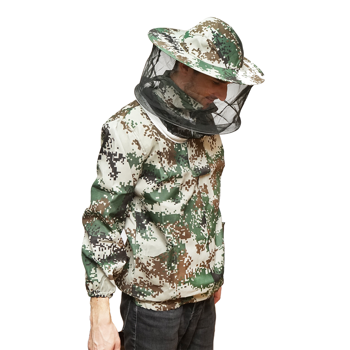 Bluza apicola tip camuflaj marimea XL cu masca protectie - imagine 2