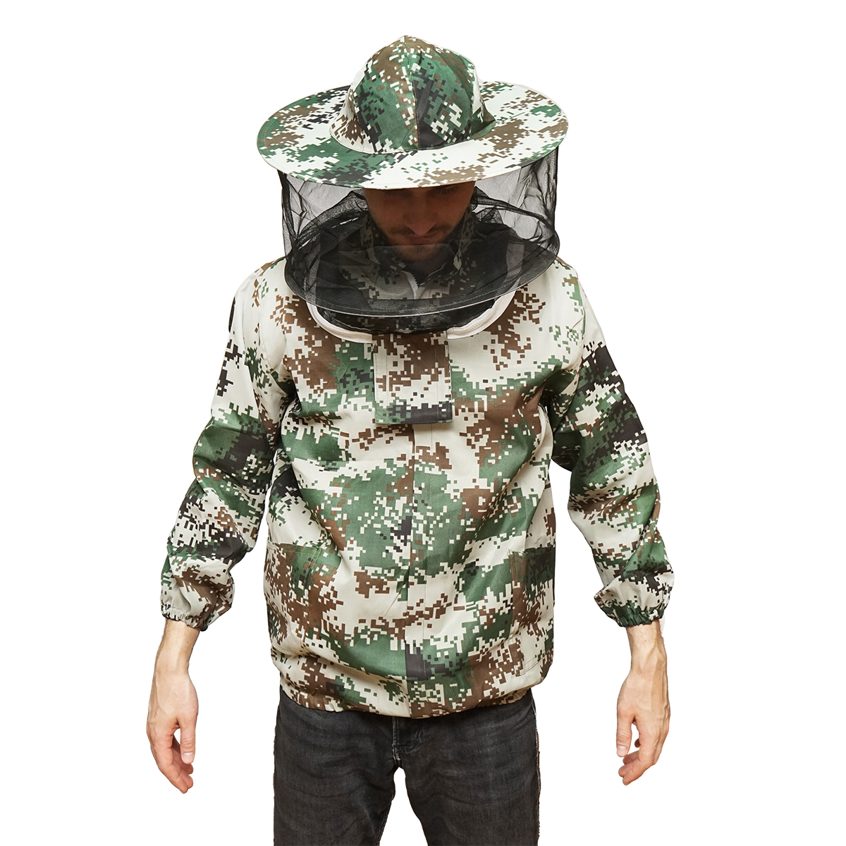 Bluza apicola tip camuflaj marimea XL cu masca protectie